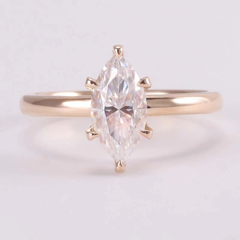1,5ct 5,5x11 mm marquise Brillant coupé en diamant Moisanite en or rose 14 carats avec deux halo cachés pour les filles 1