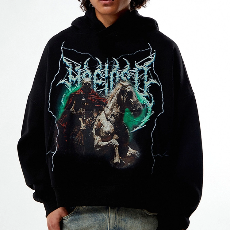 Wholesale 100% Cotton Oversized Drop Shoulder Hooded Sweaters Pullover Drawstring Printing Hoodie For Men 1