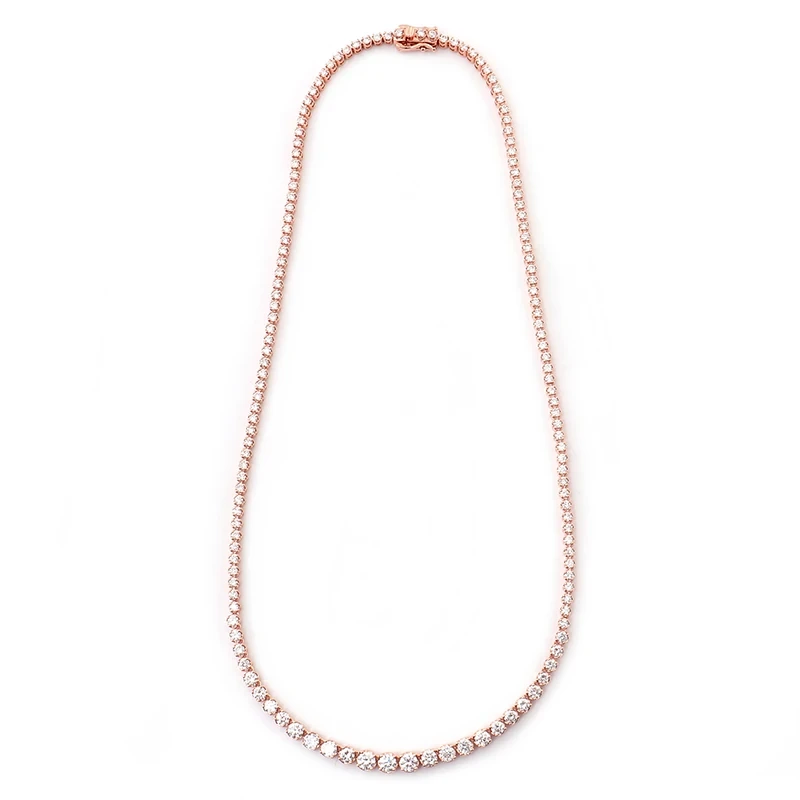 10k Rose Gold Tennis Chain Vvs Moissanite Diamond Necklace 2-4mm Iced Out Chain Bridal Tennis Chain Necklace Hiphop Jewelry 1