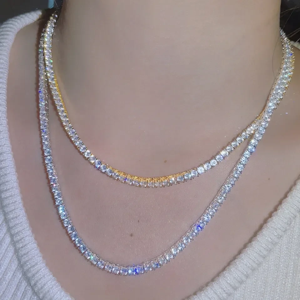 En gros de prix Pass Diamond Test 5mm 925 Silver Moissanite Chaîne Femmes Men Collier Moisanite Tennis Chaîne 1