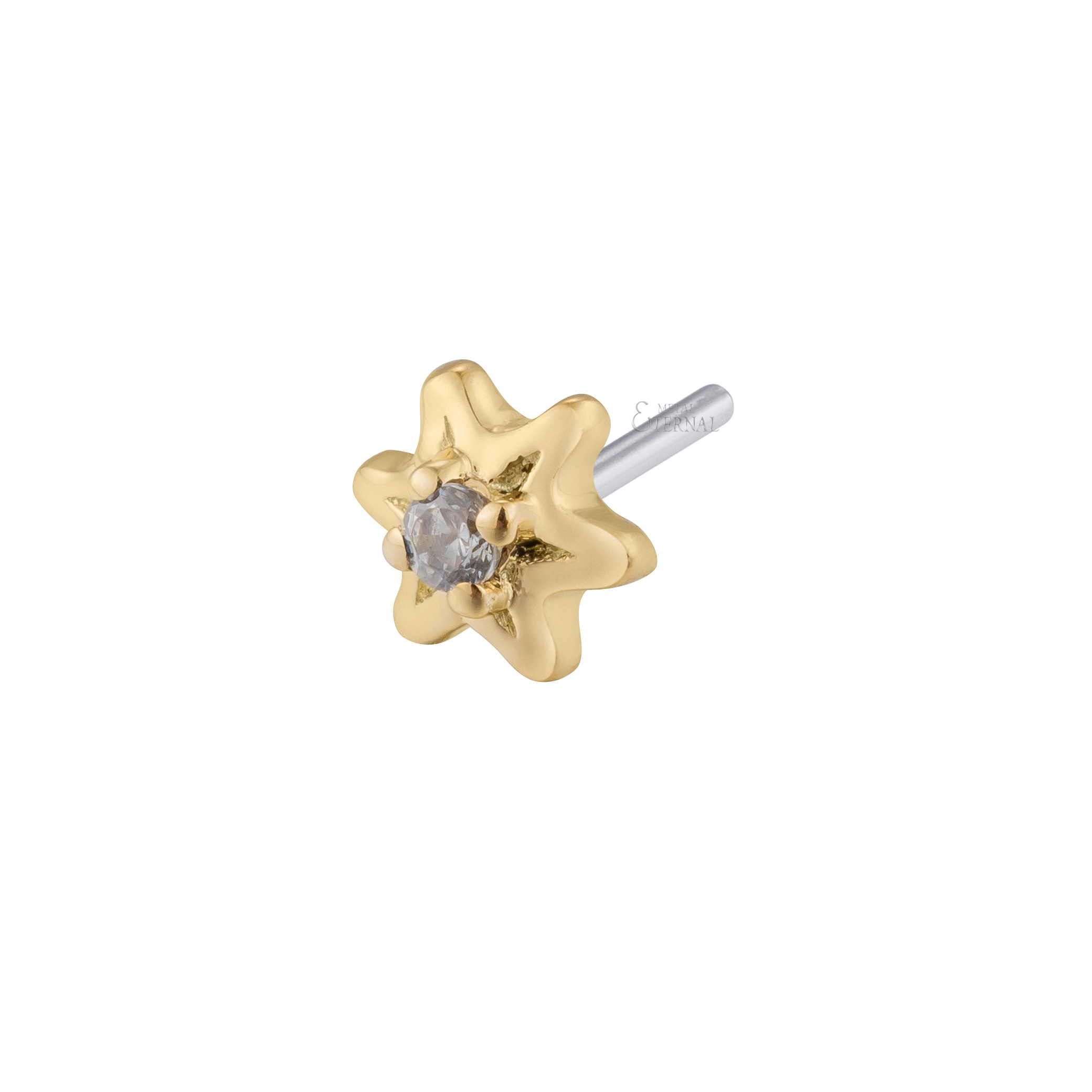 Eternal Metal 14k Gold Piercing Threadless Push Pin With Clear 5a Cz Stone Piercing Jewelry 1