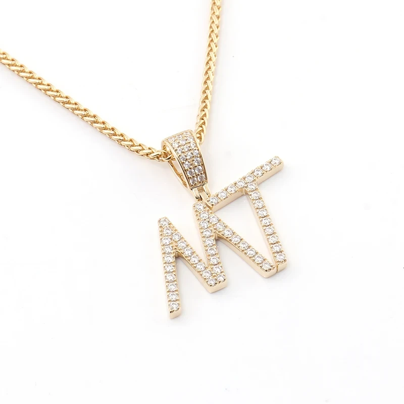 HipHop -Schmuck, der vollständig aus dem Hip -Hop -Hop -Anpassung maßgeschneidertem MT -Brief anhängende Anhänger Moissanite Statement Juwely für Männer gefroren ist 1