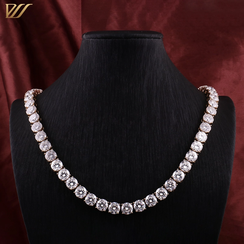Luxury 2 Carat Tennis Necklace Hip Hop Iced Out Def White 14k White Gold 8mm Moissanite Diamond Tennis Chain Necklace For Men 1