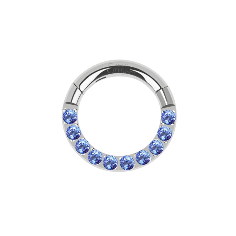 Eternal Metal 16g 1/4 Astm F136 Titanium Cnc Setting Front Aqua Cubic Zircon Nose Hinged Clicker Piercing Jewelry 1