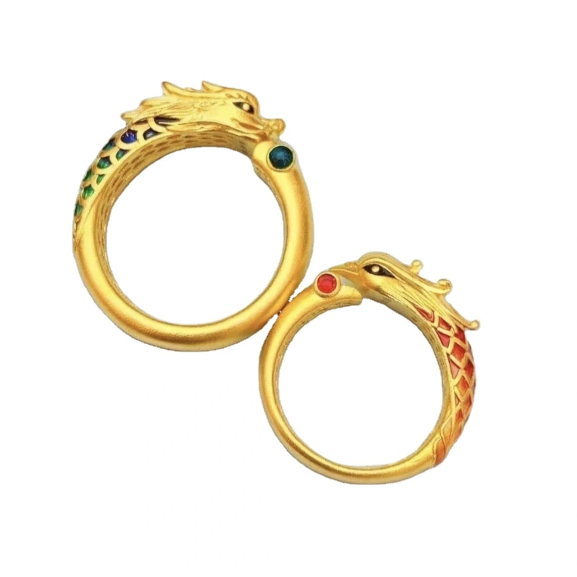 Manufacturer Wholesale Fashion Dragon Dragon And Phoenix Is Auspicious Ring Male Dragon-shaped Female Phoenix-shaped Ring 1