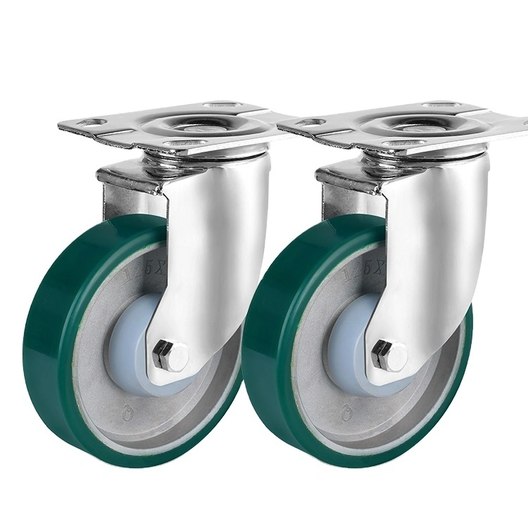 High Load Capacity 4'' 5'' Pu Wheel Tool Cart Caster Wheel Medium Duty 4inch 100mm Stainless Steel Caster Wheel 1