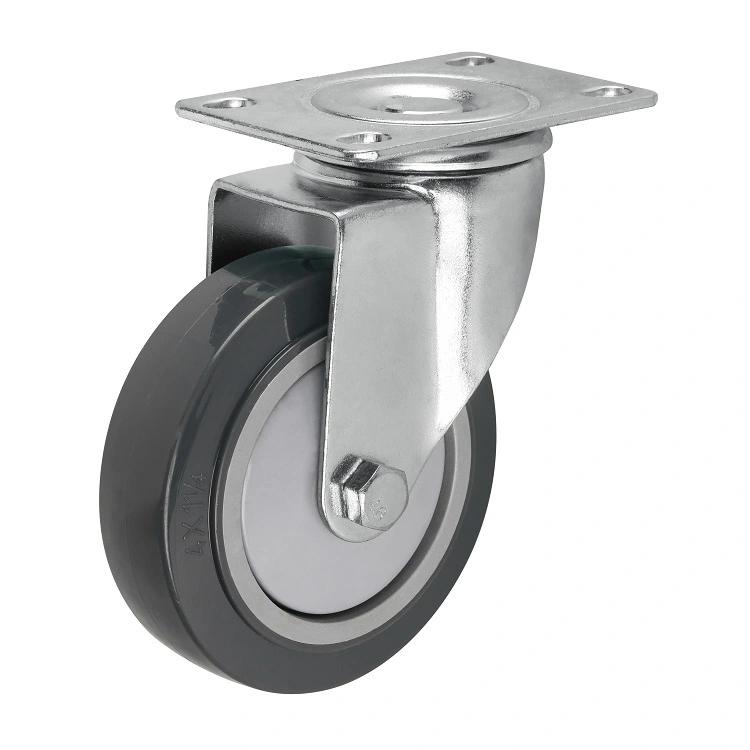 Logistics Warehousing Top Plate Load Capacity 100-130kg 3/4/5inch Grey Swivel Pu Caster Wheel 1