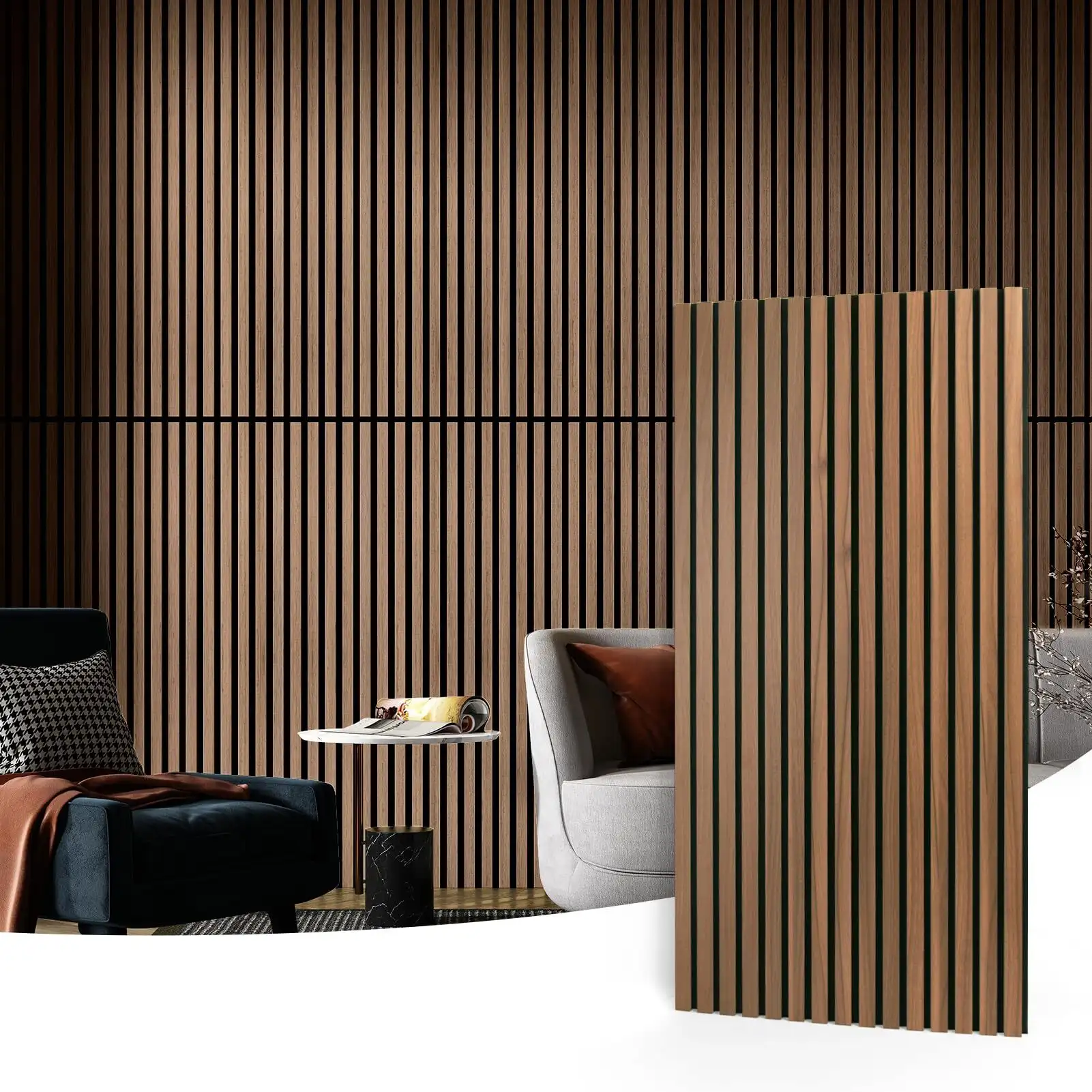 Wood Acoustic Slat Panels 20-21mm Sound Absorbing Wood Wall Panels 1