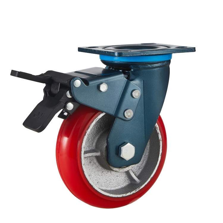 Pu Wheel Casters Swivel Top Plate Threaded Stem Castor 4/5/6/8inch Trolley Wheels 1