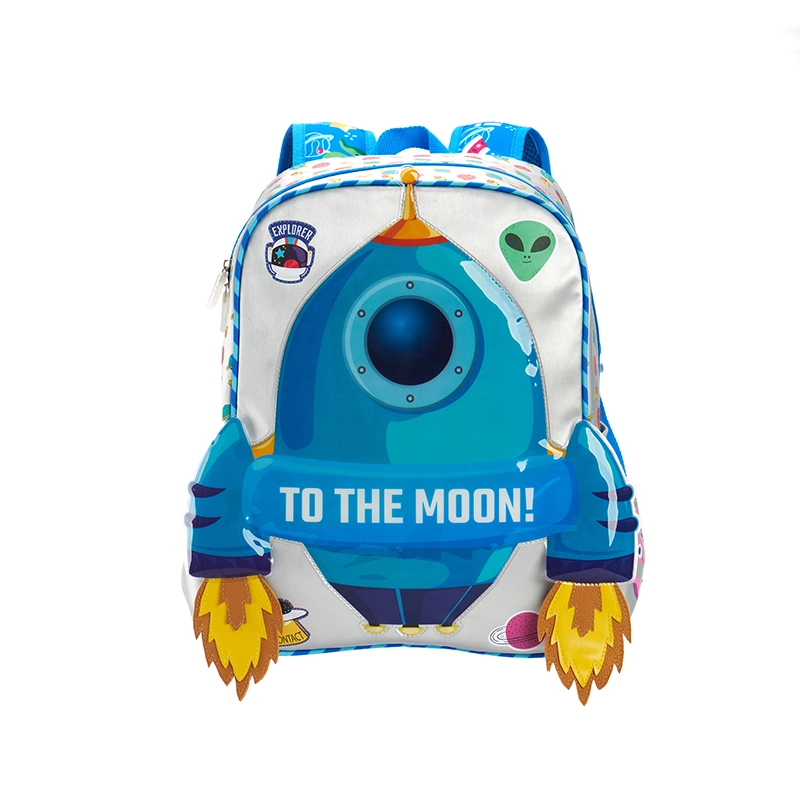 3d customized  Cute Soft Student Backpack Spaceship Rocket Children School Bags Kids Backpack Bags For Boys Kindergarten Schoolbags 1