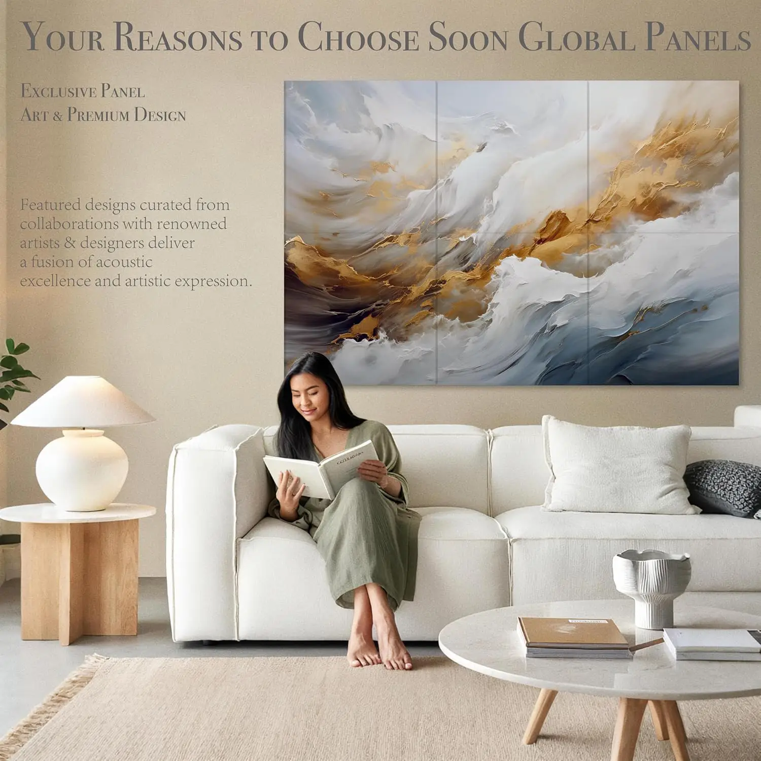 Panneau mural acoustique 12x16 po, panneau décoratif acoustique auto-adhésif 1