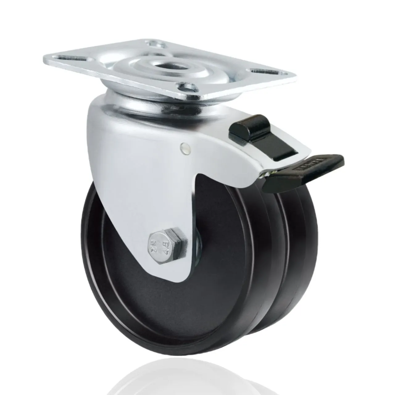 50 Mm 2 Inch Double Caster Wheels With Nylon Total Brake 1
