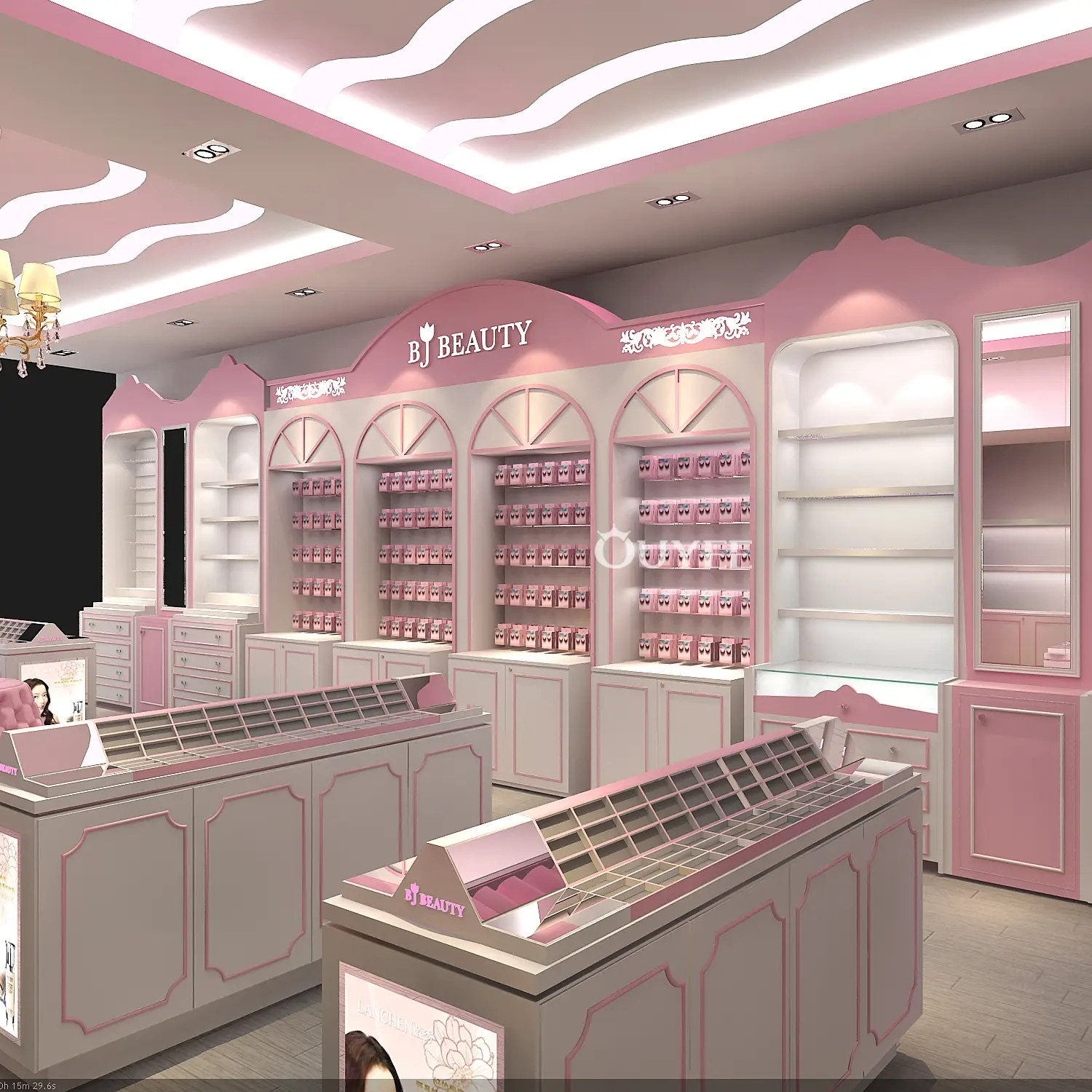 Wood Cosmetic Store Display Shelf Makeup Stand Showcase 1