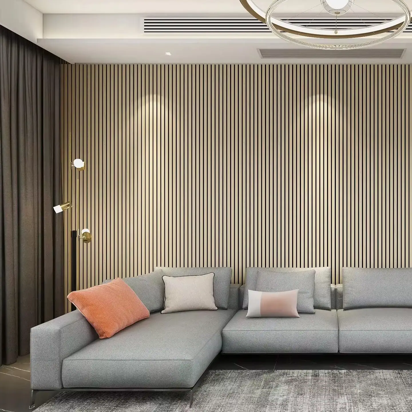 Soundproof Natural Wood Veneer MDF 3D Slatted Acoustic Wall & Ceiling Panels 1