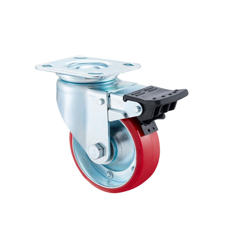4568 Heavy Duty Pu Casters Industrial Casters Red Pu Cart Caster Wheels 1