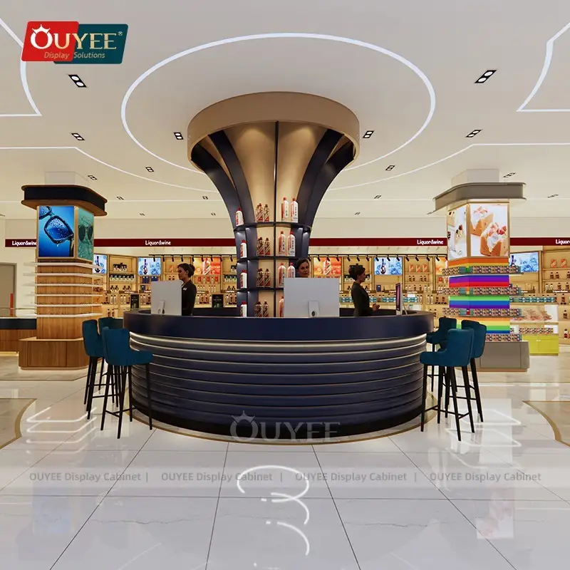 Espositore da banco duty-free: mobiletto per profumi, ripiano per cosmetici, portabottiglie 1