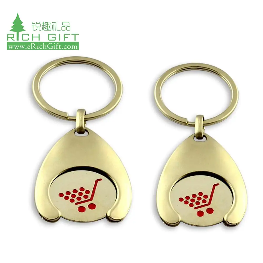 Individuell gestaltbare Einkaufswagenchips aus Metall – Werbe-Schlüsselanhänger mit Logo in großen Mengen 1