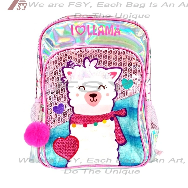 Colorful Custom Made Logo Sequin Backpack Shiny Fashion Girl Pink Sequin Bag 1