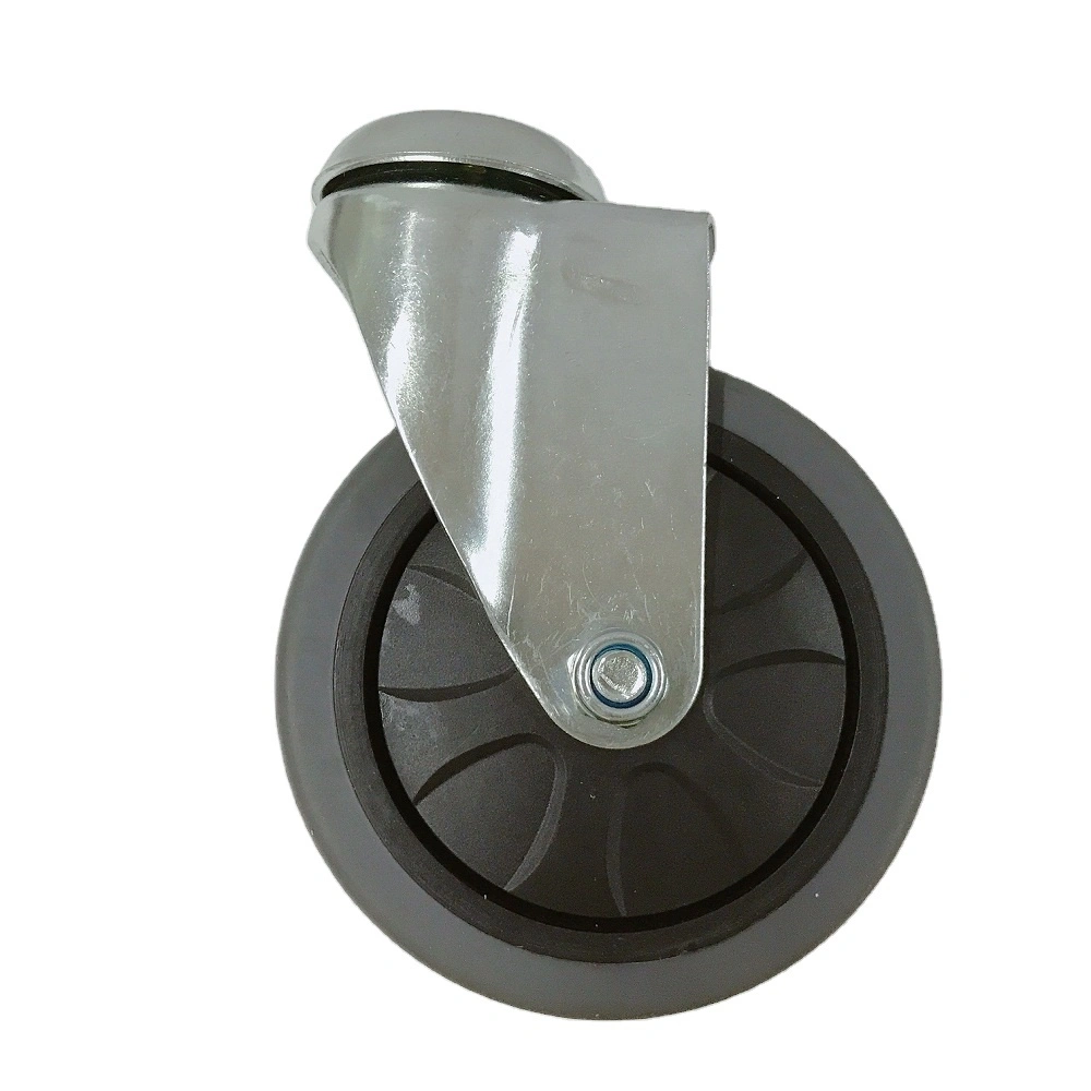 Factory Price 4 Inch 100mm PP Core Grey TPR Thermoplastic Rubber Bolt Hole Swivel Castor Wheel1 1