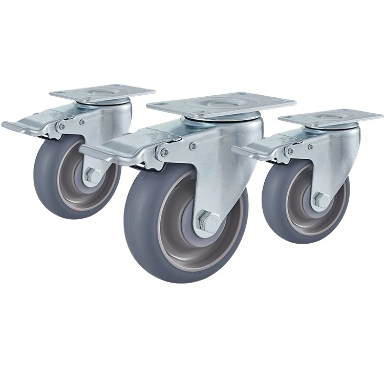 Wear-resistant Grey Double Ball Bearings 3 Inch 75mm Medium Duty Tpr Wheels Casters 1