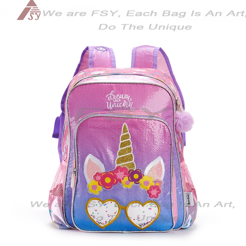 Custom Logo Cartoon Unicorn Students Backpacks School Bags Girls Child School Bookbag Convenient Travel For Kids 1