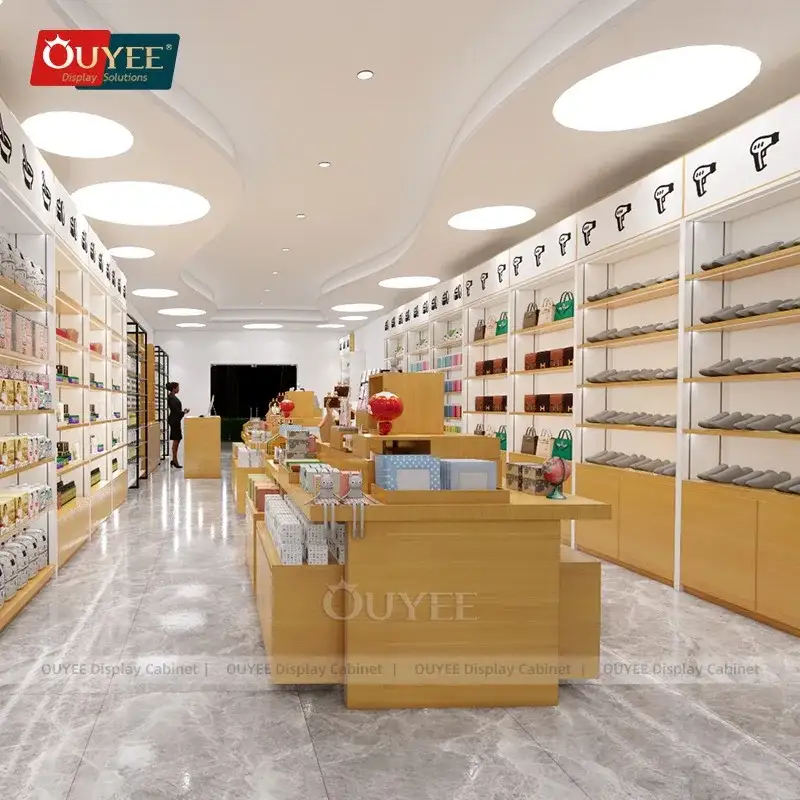 خزانة عرض خشبية للديكور المنزلي والأثاث ومتاجر البيع بالتجزئة 1