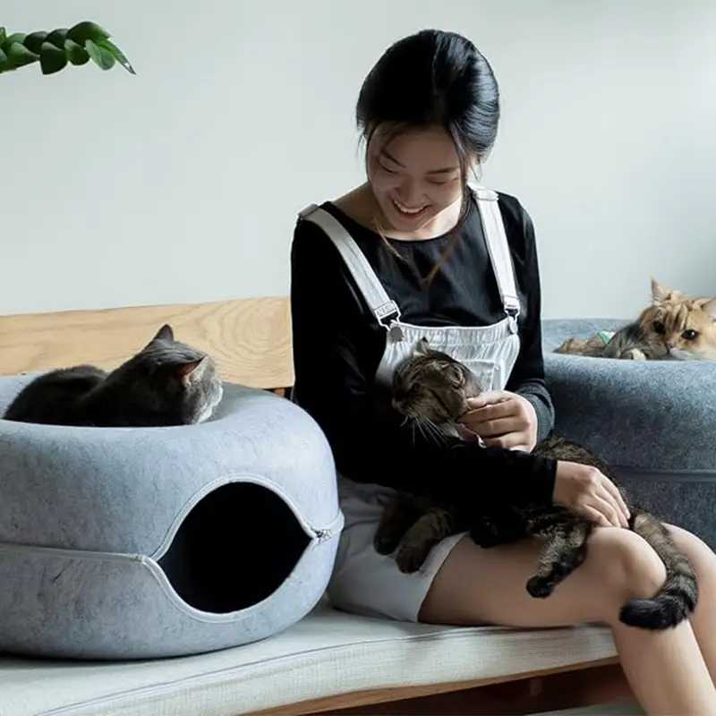Környezetbarát PET filc macskabarlang fekhely kültéri zajcsökkentő macskaház 40 cm 1