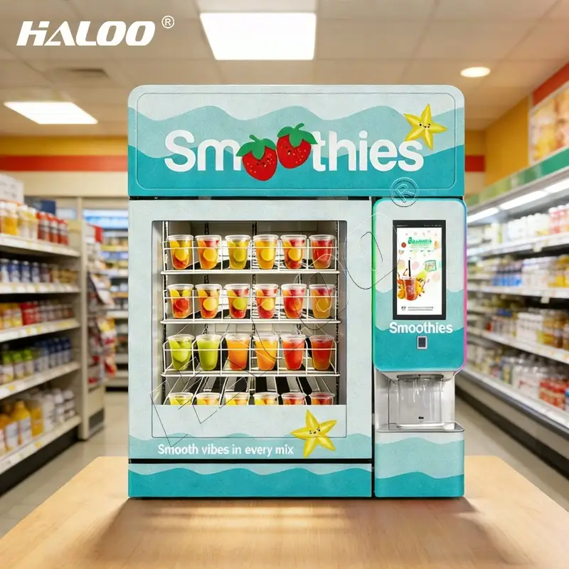 2026 Frozen Smoothie Vending Machine 10-inch Touch Screen Uv Sanitization Double-Layer Glass Door丨Haloo 1