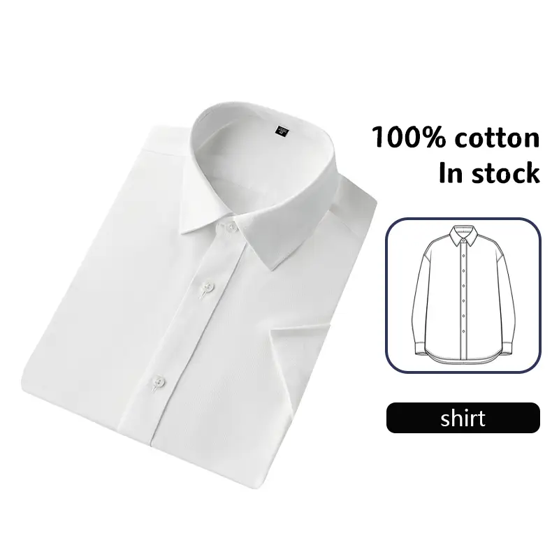 MTM1006 Camicia da uomo a maniche lunghe bianca 100% cotone, non necessita di stiratura 1