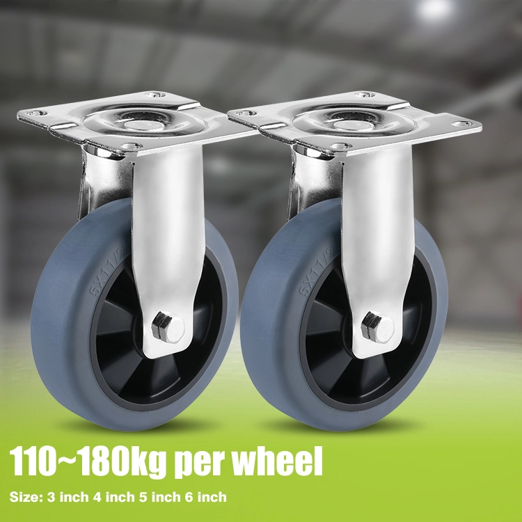 4 Inch Double Ball Bearing Tpr Industrial Caster Wheel 3/4/5/6 Inch Swivel Steel Wheel With Load Capacity From 110 To 180kg 1