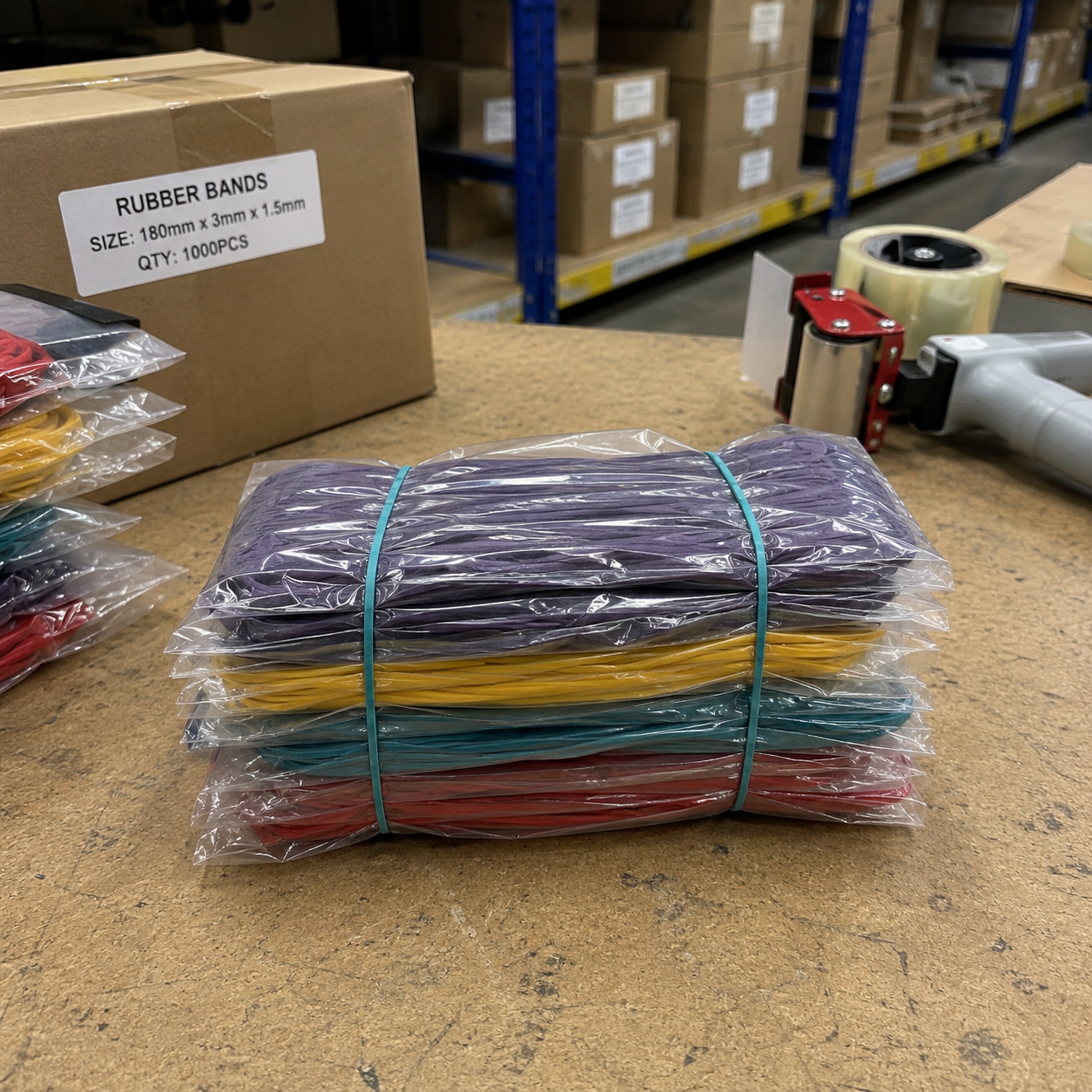 180mm Large Color Rubber Bands for Warehouse Packaging & Carton Bundling 1