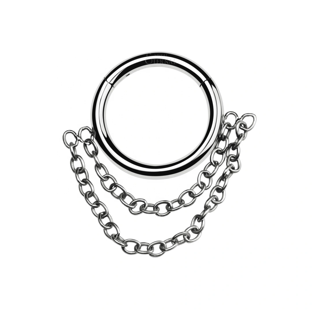 Eternal Metal Astm F136 Titanium Double Chains Hinged Segment Ring Piercing Jewelry 1