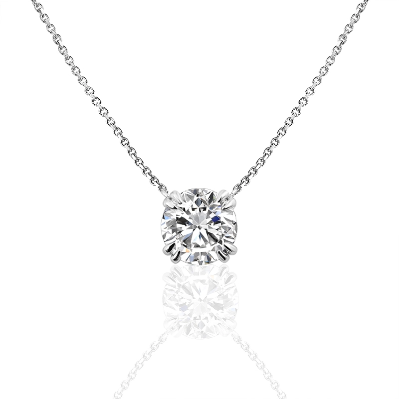 14k 6.5 mm redondear collar de moissanite joya de oro collar de diamante solitario 1