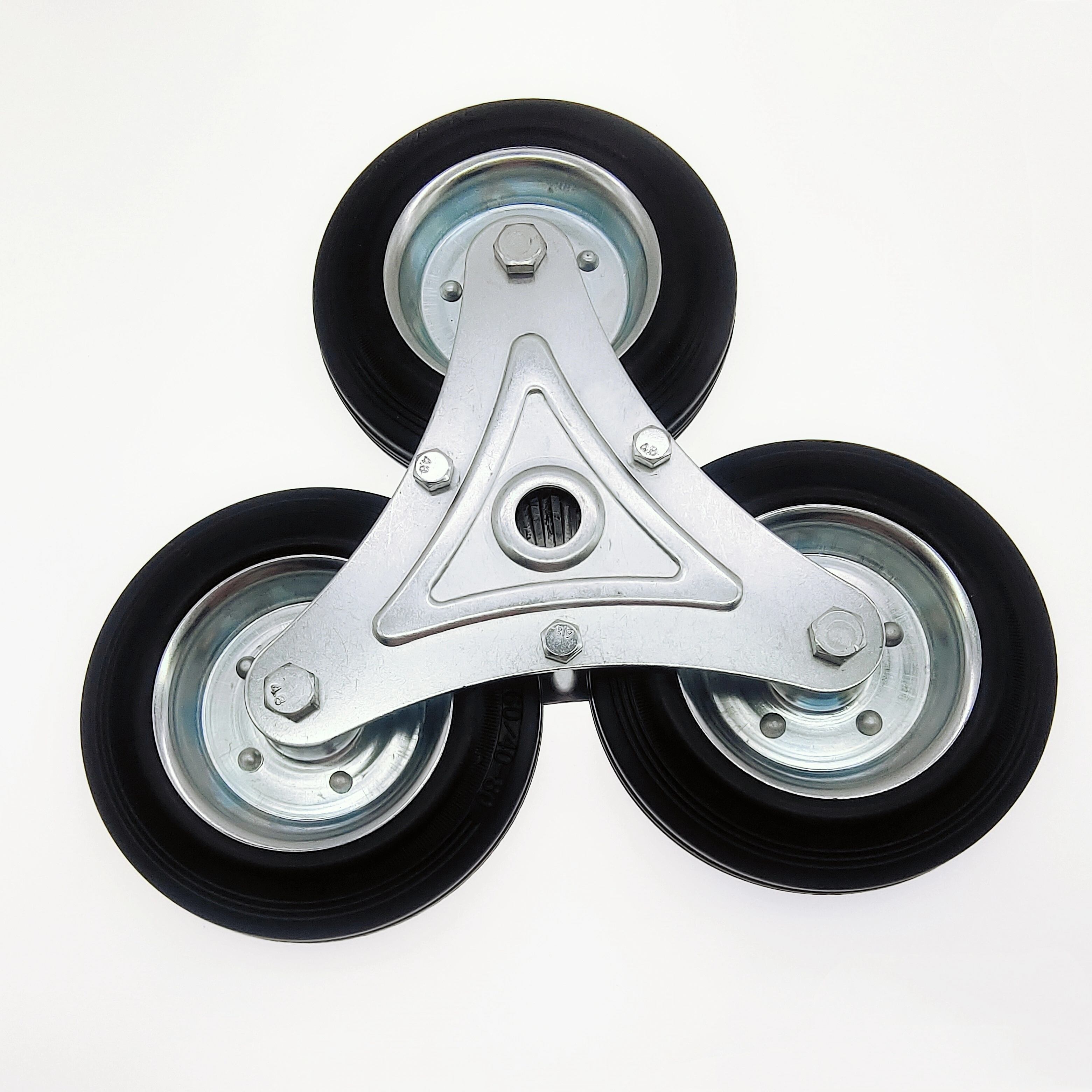 Roller Bearing Wear Resistant 160mm Black Rubber Triangle Stair Climbing Trolley Dolly Hand Truck Caster 1
