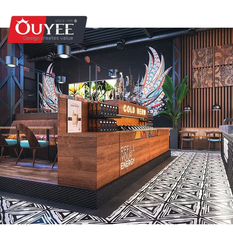 Maßgefertigte Holzschränke für Internetcafé-Kioske und Kaffeebartheken 1