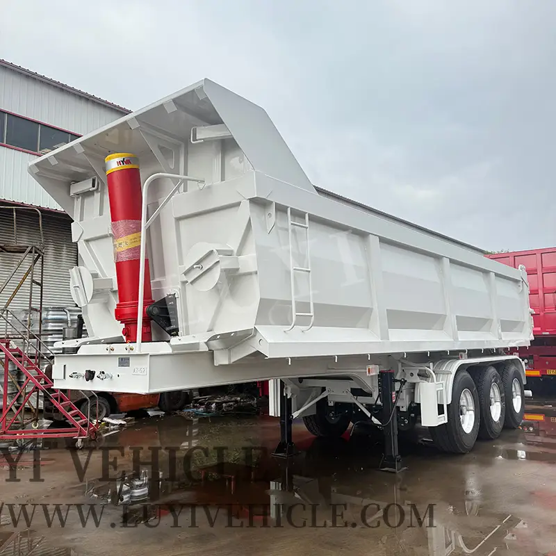 Remolques basculantes en forma de U de acero de alta resistencia de 3 ejes y 40, 60 y 80 toneladas 1