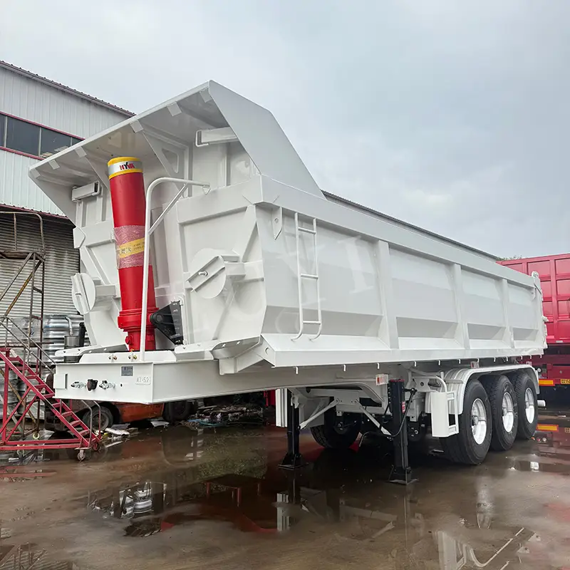 مقطورات قلابة عالية القوة بثلاثة محاور، حمولة 40-60-80 طنًا، مصنوعة من الفولاذ على شكل حرف U 1