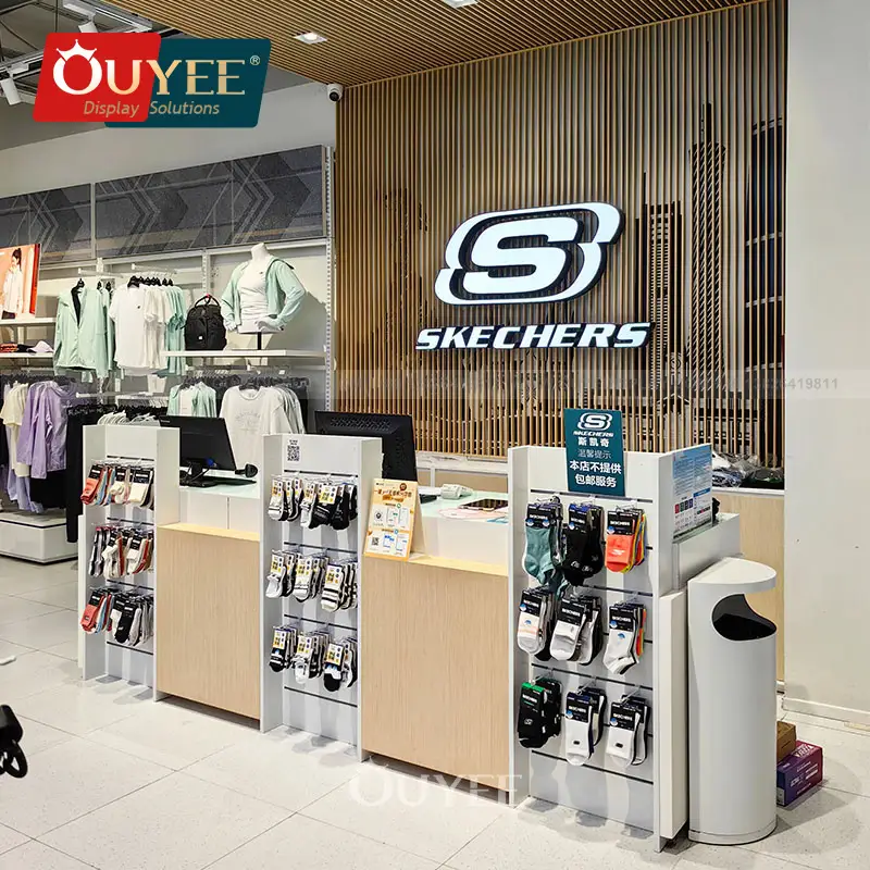 Retail Clothing Shop Cash Counter with Plastic Display Fitting 1