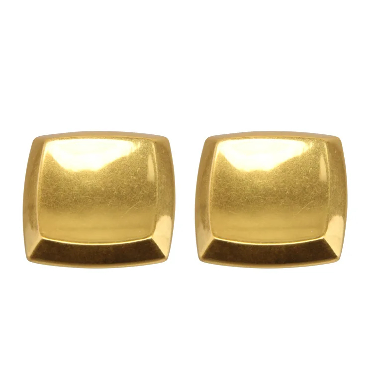 New Luxury Medieval Vintage Big Chunky Square Geometric Earrings Retro No Piercing Large Clip On Earrings For Women Jewelry 1