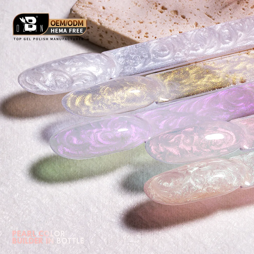 5 in 1 Builder Gel Polish Pearl Glitter Soak Off Rubber Base Rhinestone Gel 1