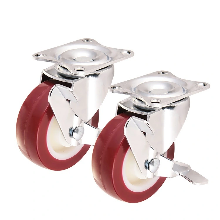 Custom Caster Light Duty Slient Swivel Plate Pu 2/3 Inch Caster Wheel For 35-65kg House Furniture 1