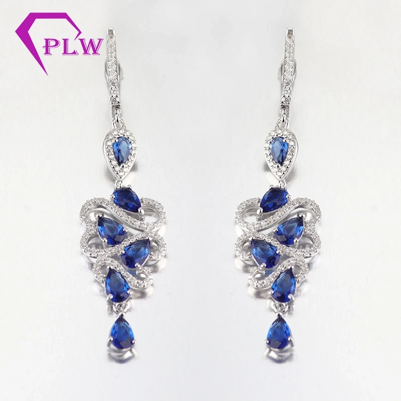 Bijoux de Provence Laborat de coupe en forme de poire de 3 à 5 mm Planté Sapphire Round Boucles d'oreilles Moisanite 14K Bijoux de mariage en or blanc 14K 1