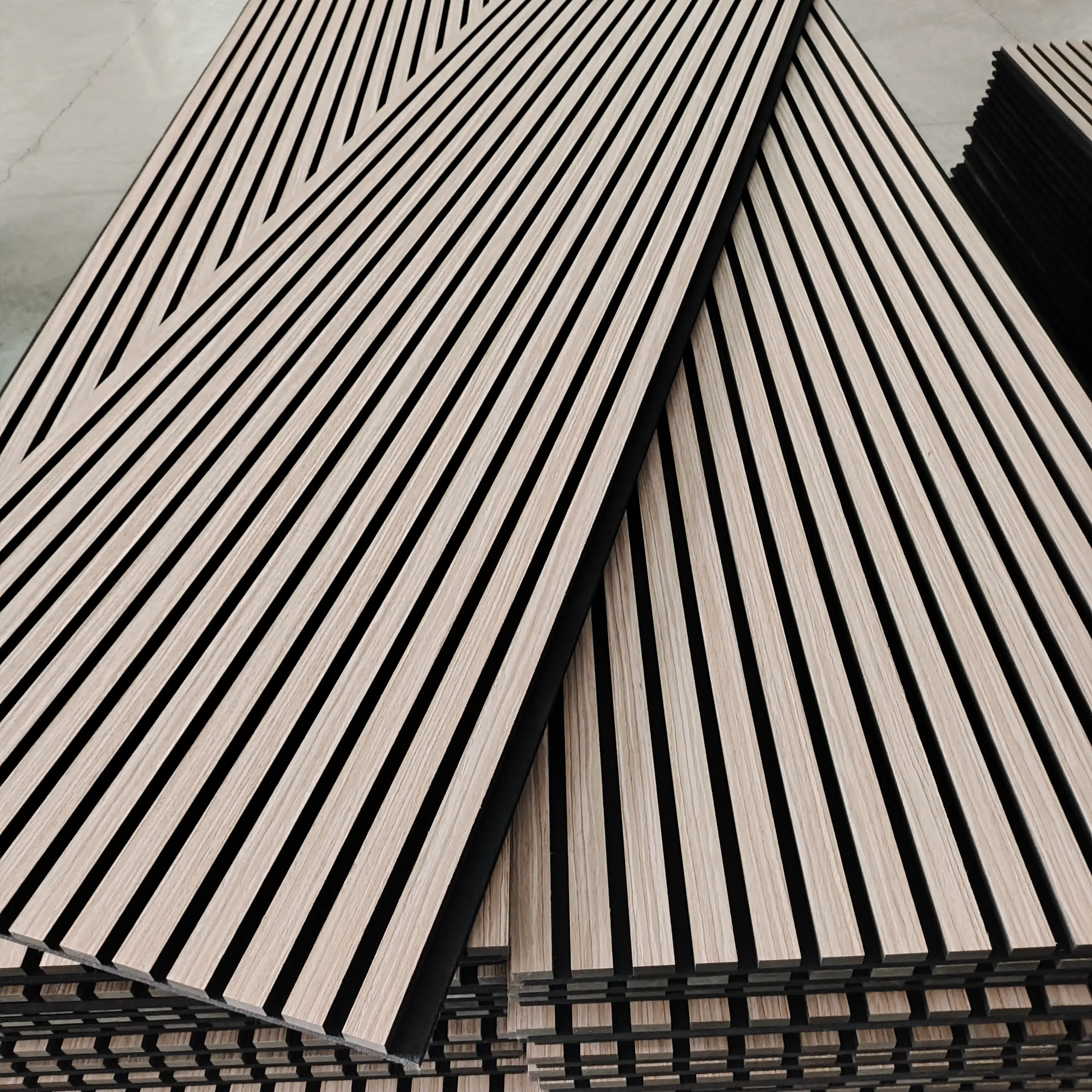 Fireproof Waterproof Wood Veneer Acoustic Slat Wall Panel 3D Decorative 1