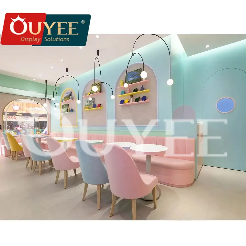 Balcão de madeira personalizado para quiosque móvel de chá de bolhas. 1