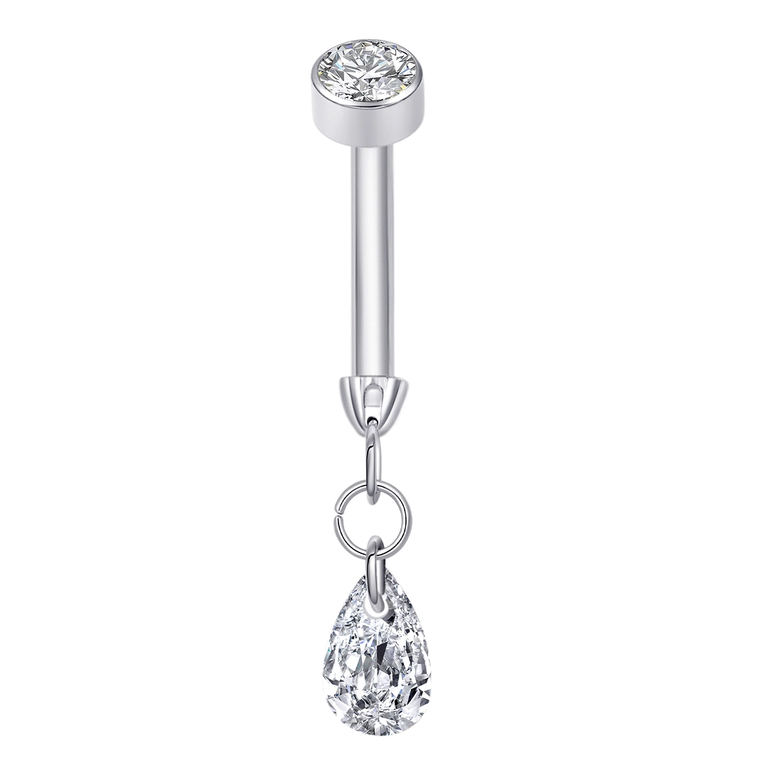 New Design Eternal Metal Astm F136 Titanium Pvd Gold Marquise Clear Cz Implated Threaded Belly Ring Navel Piercing Jewelry 1