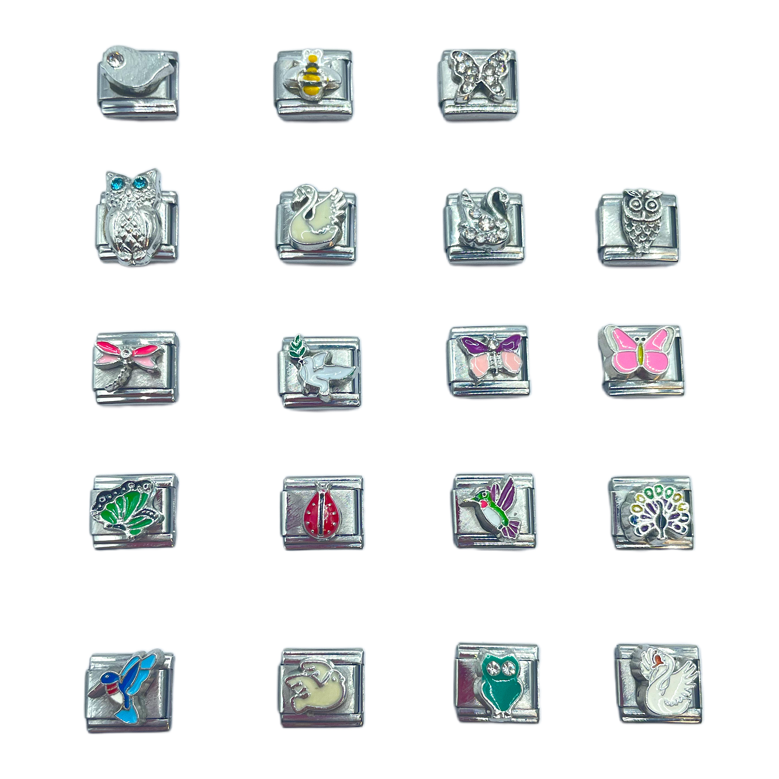 2024 Diy Personalized Shiny Classic Swan Owl 304 Stainless Steel Italian Charm Bracelet 9mm * 10mm Module 1