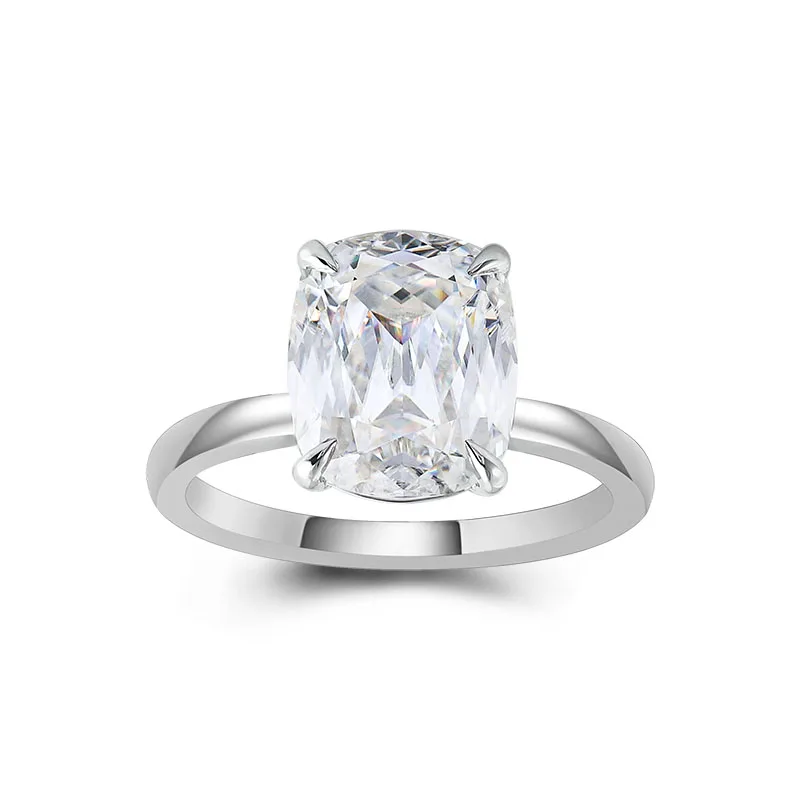 Bague De Mariage Or Blanc 14 Carats Avec Diamants Simulés Taille Coussin 3,15 Ct - Taille US 6.5, Neuf Sans Emballage