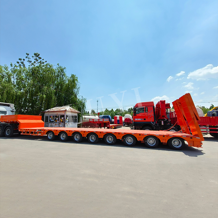8 Axles 120 Tons Lowbed Semi Trailer Hydraulic Ladder 6