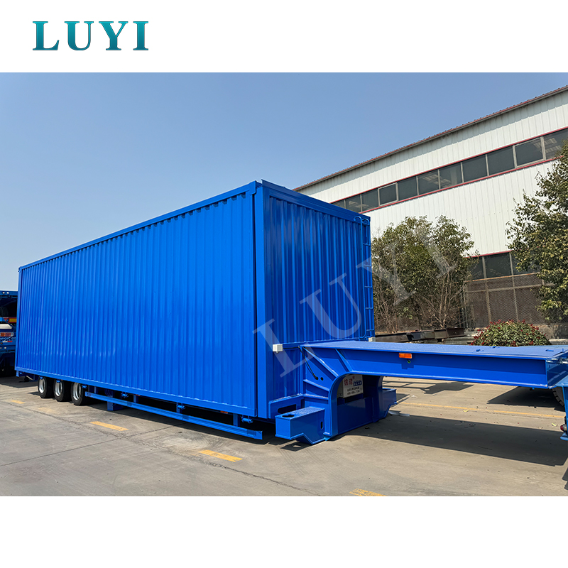 3 eje 40t, 50t, 60t, 100t Lowboy Box Trailer completo 4