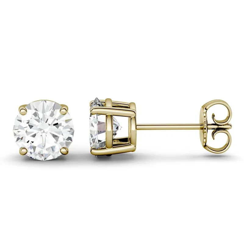 Boucles d&39;oreilles à tige rondes en moissanite incolore de 1 ct de Provence 1
